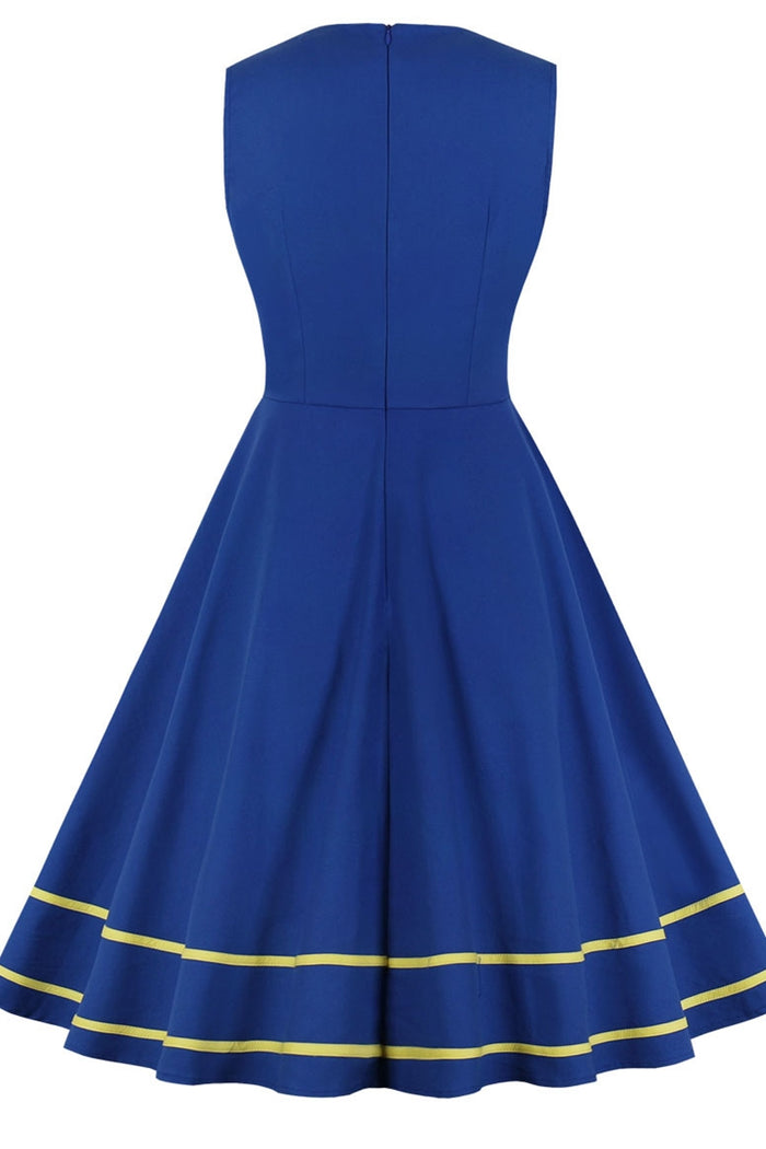 1950s Vintage Swing Dress with Yellow Collar