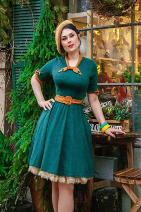 Dark green vintage sales dress