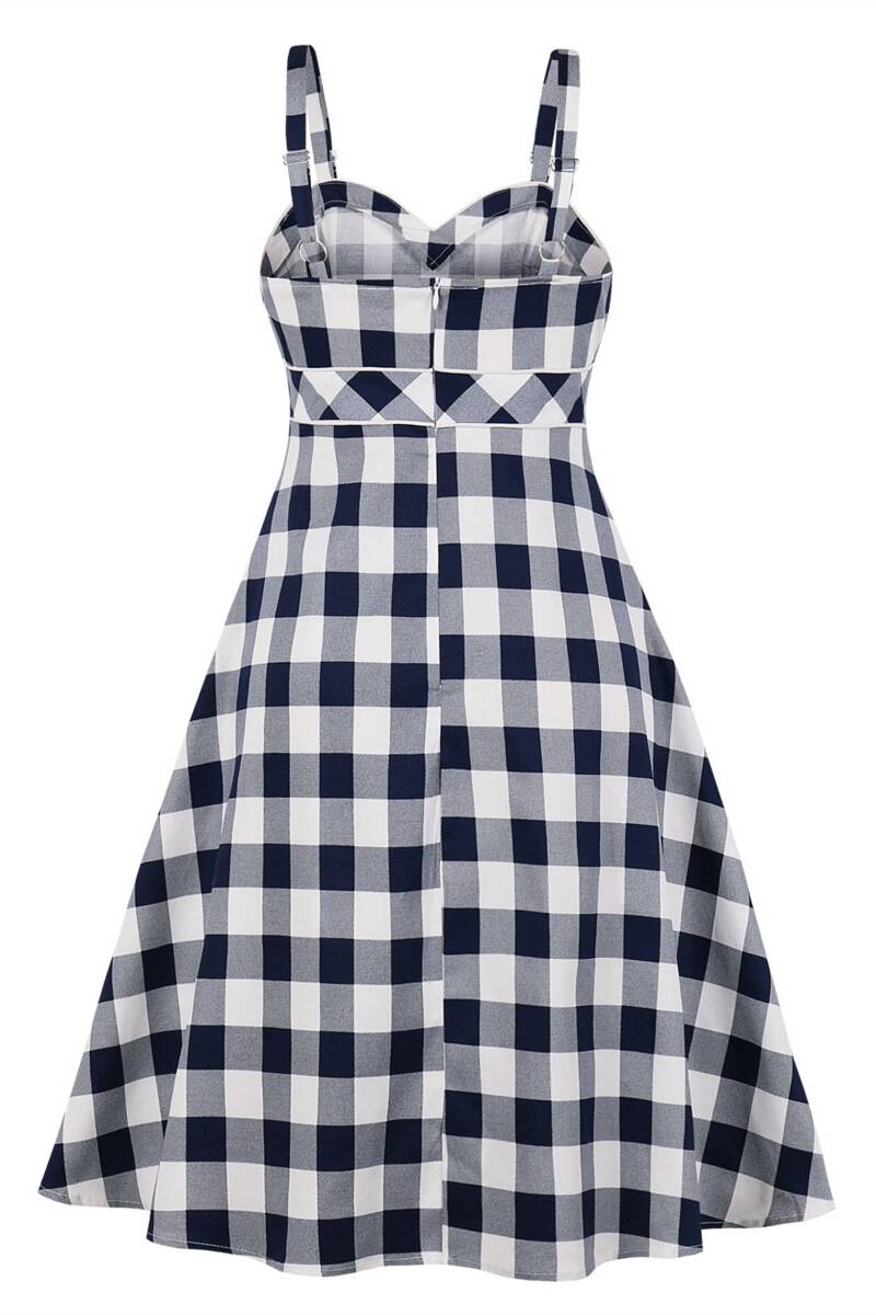 Vintage Style Empire Navcy Check Dress