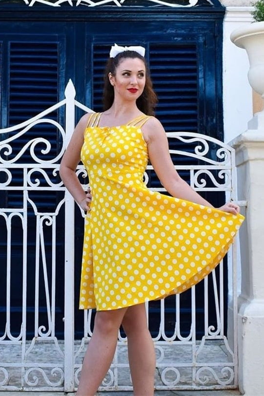 Vintage yellow outlet polka dot dress