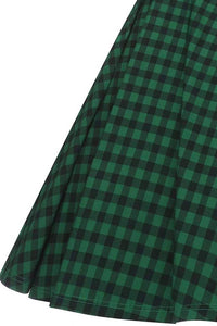 1950s Vintage Plaid Green Dress
