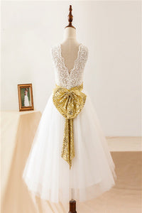 Cute A Line White Long Flower Girl Dress