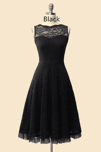 Crew Neck Lace Navy Blue Bridesmaid Dress