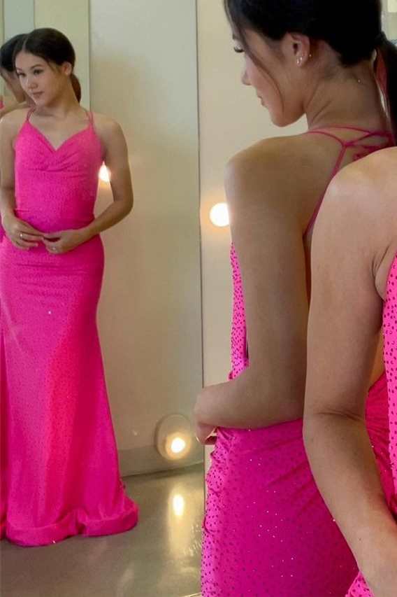 Mermaid Hot Pink Long Formal Dress