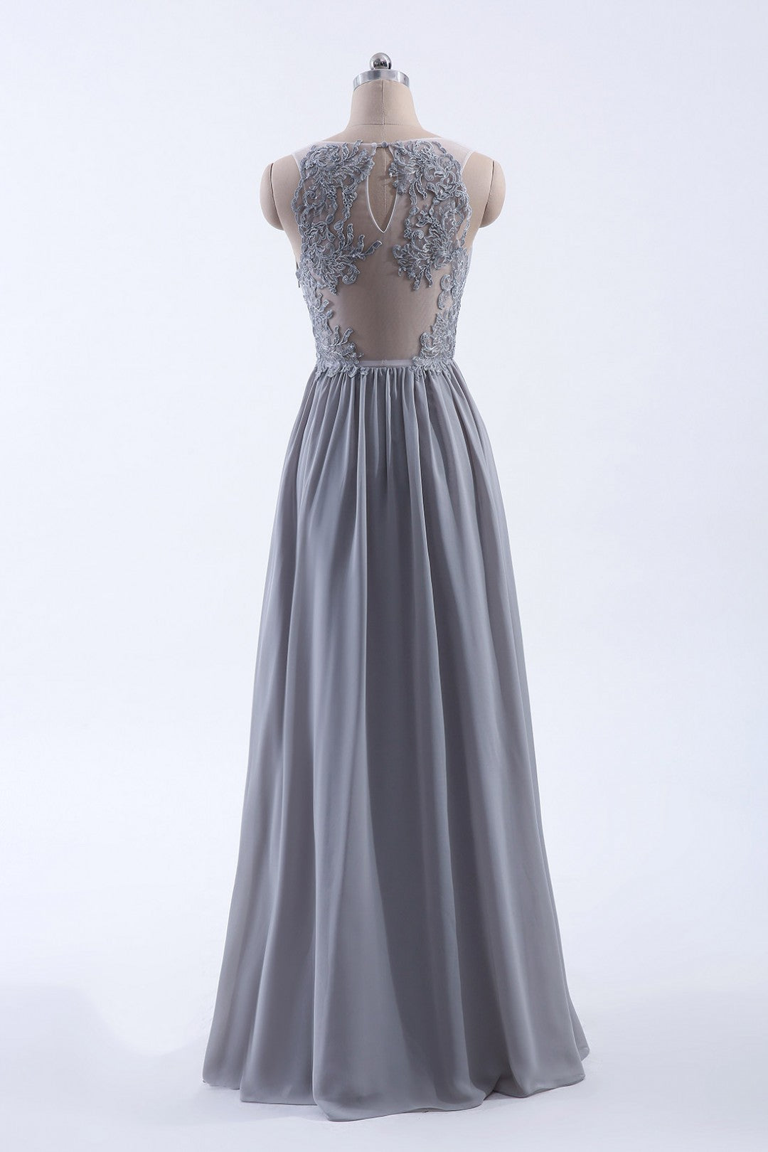 Silve Chiffon A-line Ruffles Long Bridesmaid Dress