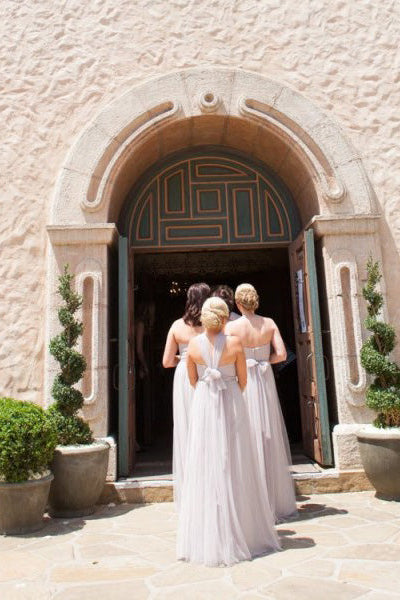 A-Line Tulle Silver Long Bridesmaid Dress with Lace up