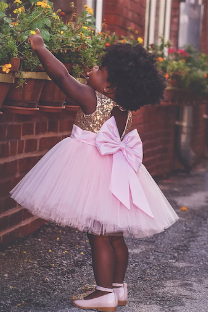 Pink and gold top baby girl dress