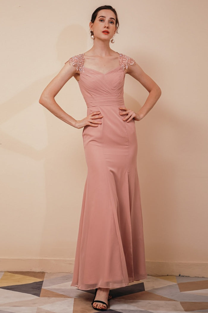 Blush Pink Mermaid Long Mother of the Bride Dress