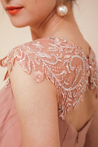 Blush Pink Mermaid Long Mother of the Bride Dress