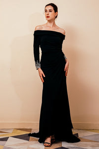 Long Sleeves Mermaid Burgundy Long Mother of the Bride Dress