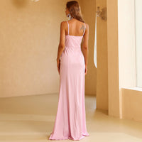 Pink Mermaid Side Slit Long Dress