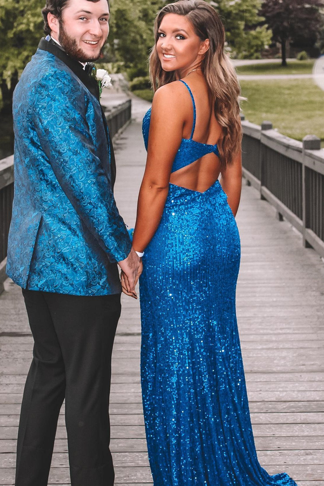 Mermaid Blue Sequin Mermaid Long Formal Dress