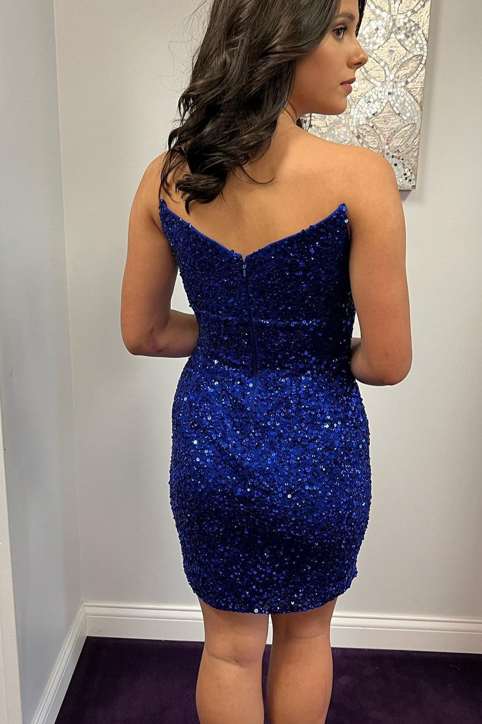 Royal Blue Sequin Bodycon Mini Dress Dreamdressy