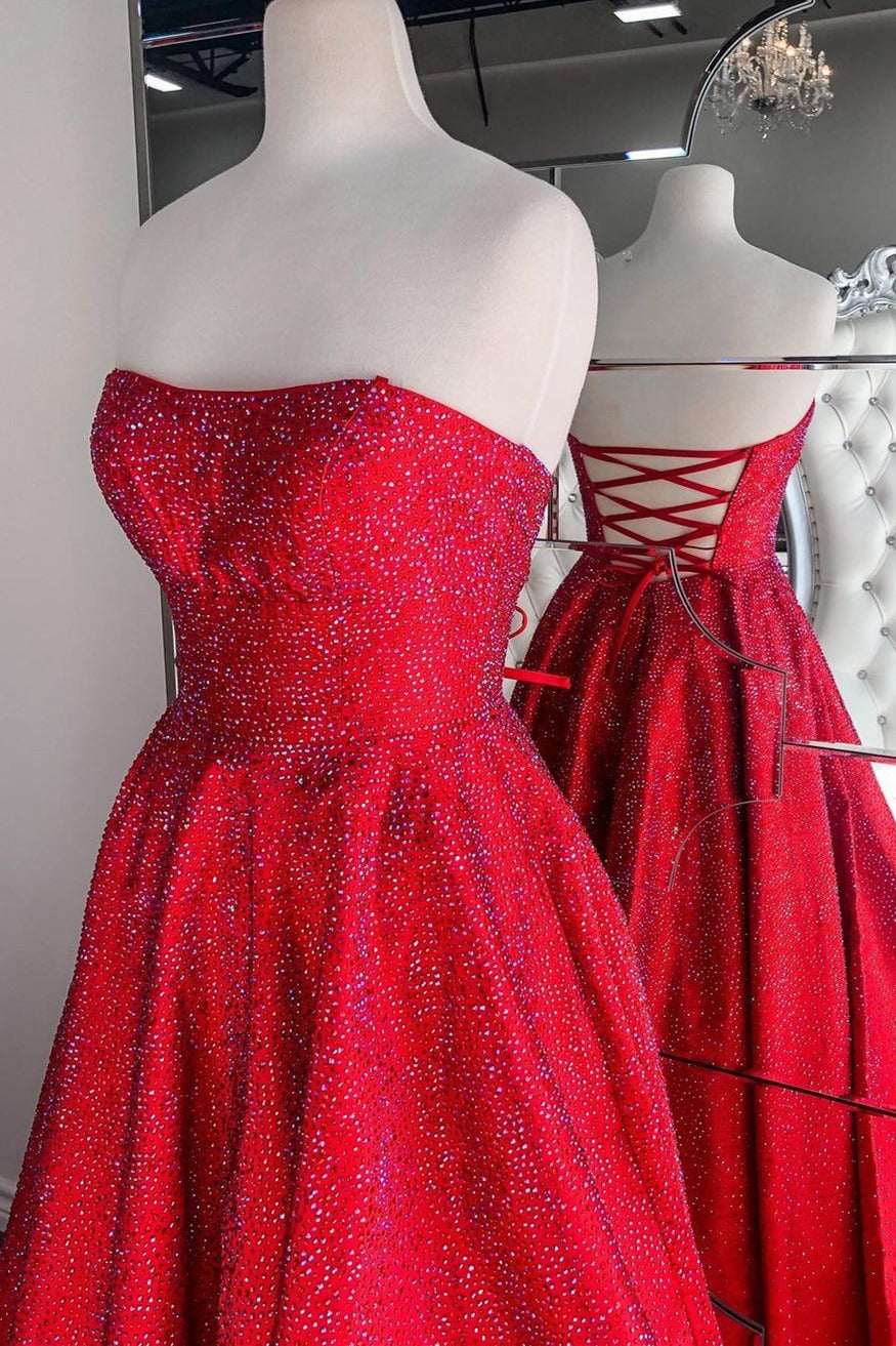 short strapless red short strapless prom dresses