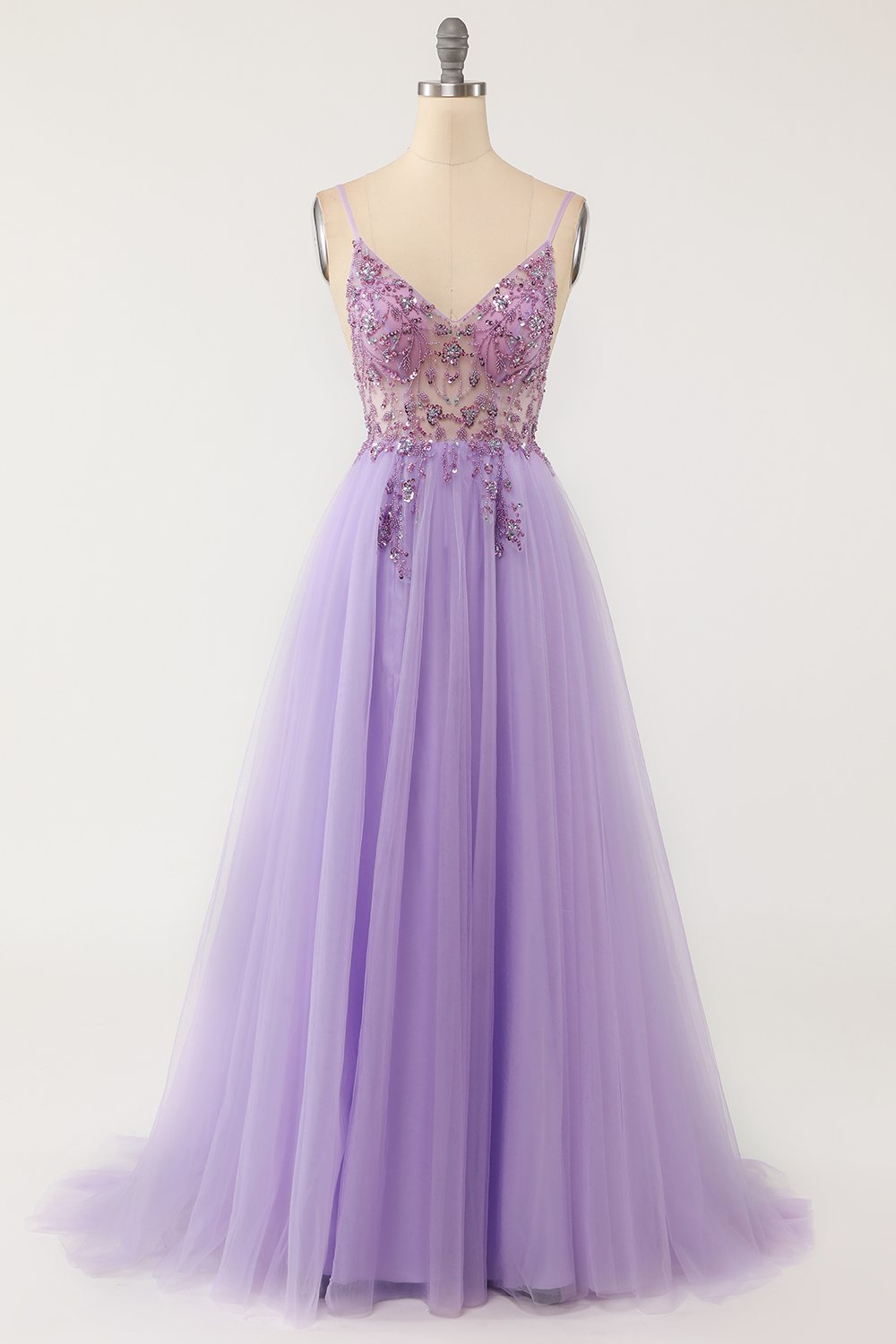 Purple Prom Dress with Diamonds