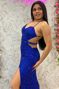 Sexy Blush Sequined Mermaid Long Formal Gown