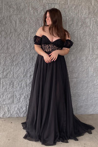 Lilac Applique Strapless A-Line Long Prom Dress