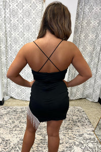 Green Scoop Neck Fringe Short Homecoming Dress