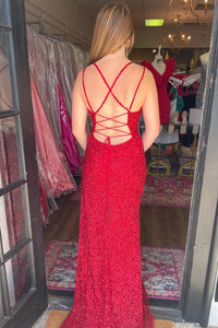 Glitters Mermaid Sequin Long Formal Dress with Slit