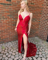 Mermaid Light Sequin Long Dress with Flowers