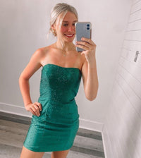 Red Beaded Strapless Lace-Up Mini Homecoming Dress