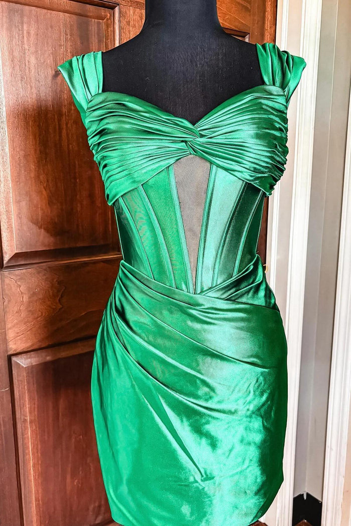Green Knotted Off the Shoulder Tight Party Dress