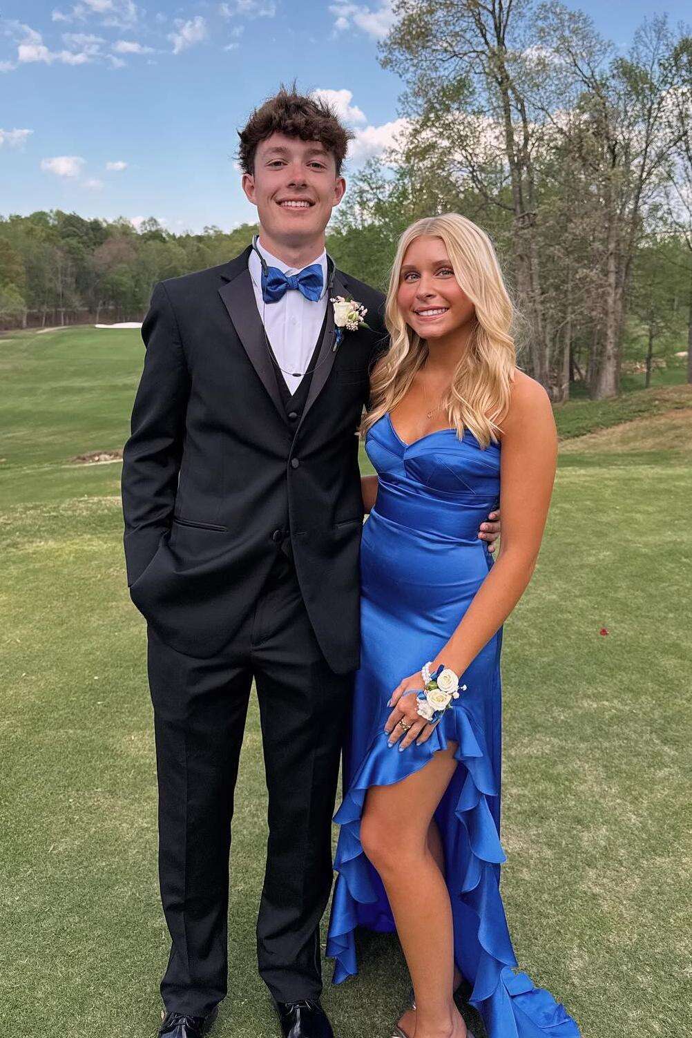 Sweetheart Royal Blue Fitted Frill Dress