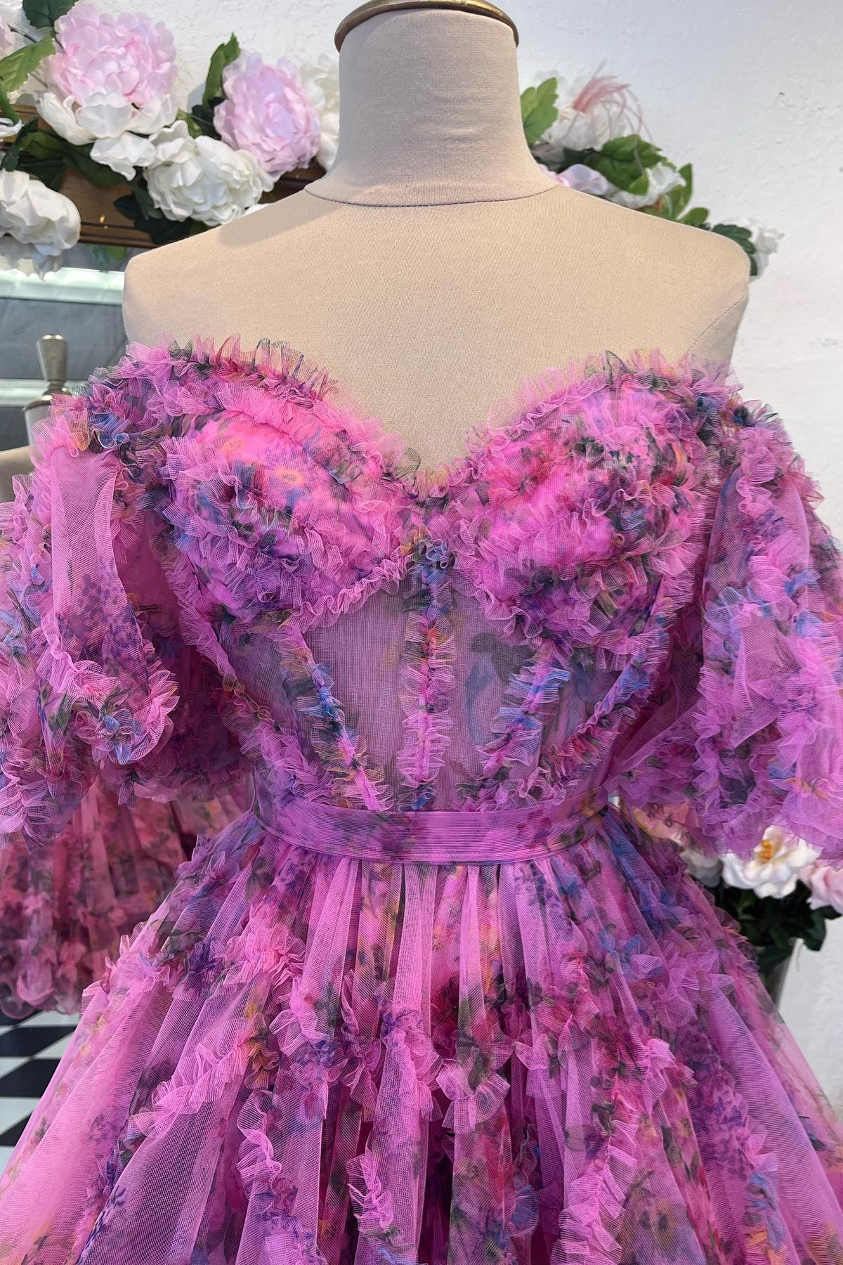 Lavender & Fuchsia Off-the-Shoulder Ruffles Homecoming Dress – Dreamdressy