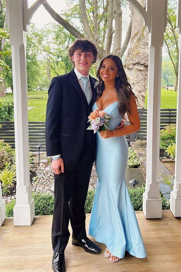 Straps V Neck Light Blue Mermaid Formal Dress