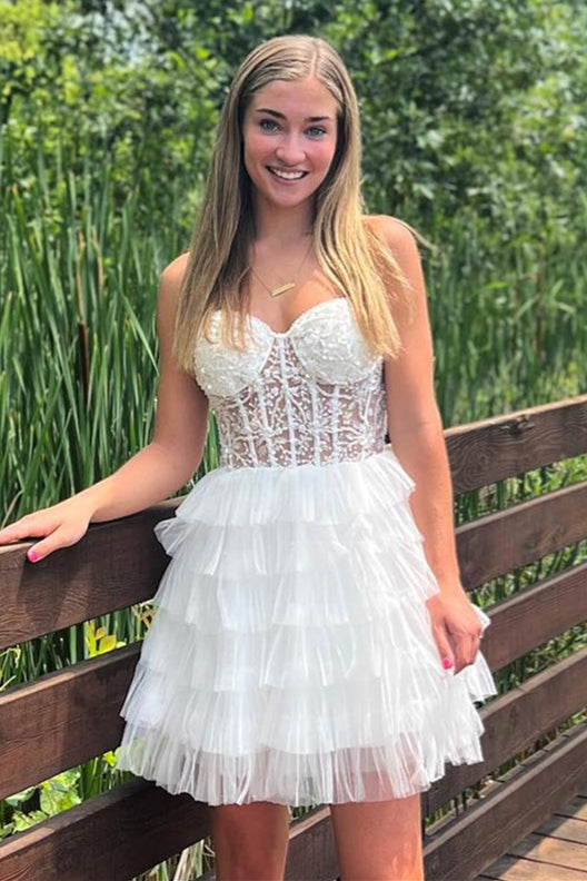 White strapless homecoming store dress