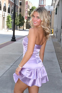 Strapless Lavender A-line Ruffle Short Princess Dress