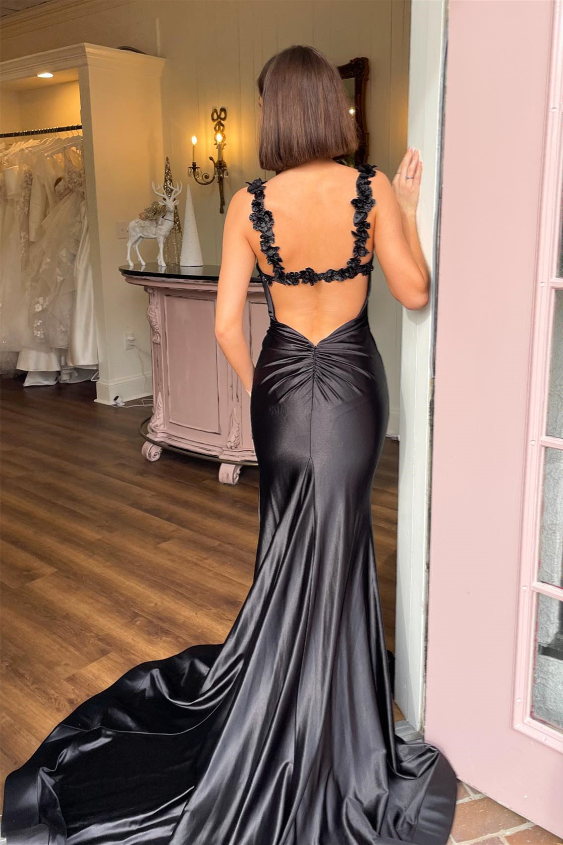 Black Satin Mermaid Dress