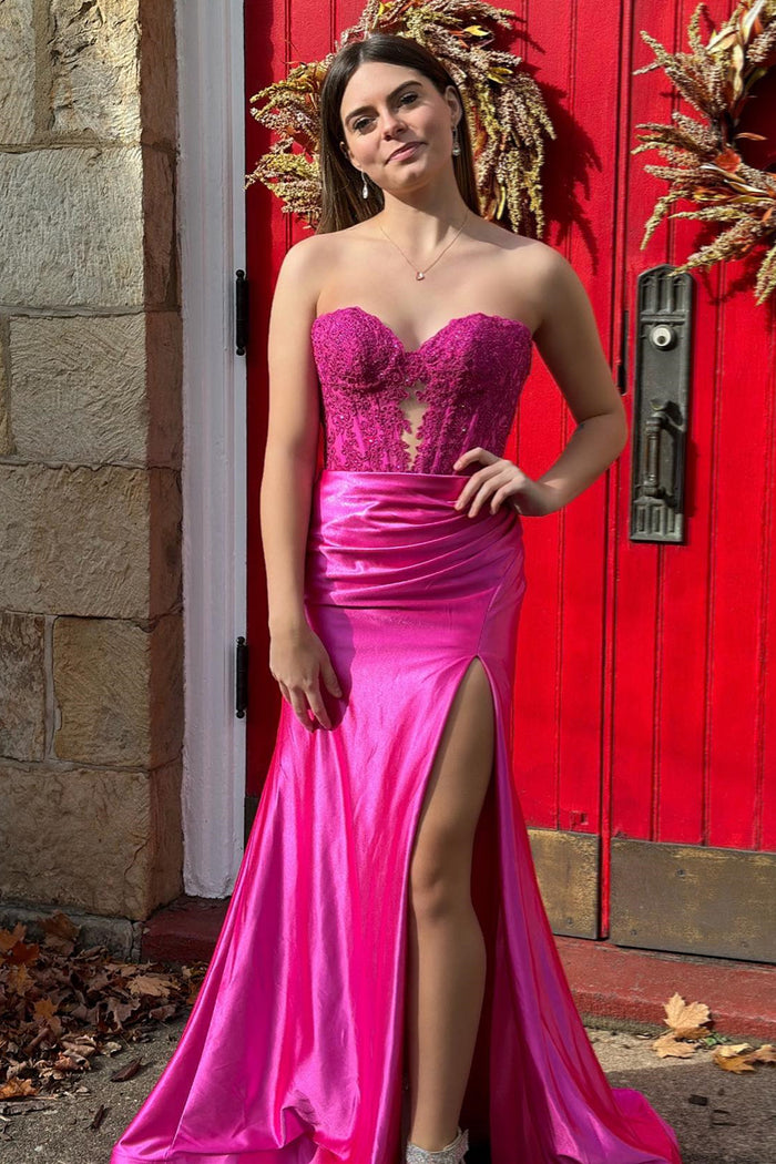Hot Pink Plus Size 2024 Prom Dresses Satin Long Halter Evening Gown wi