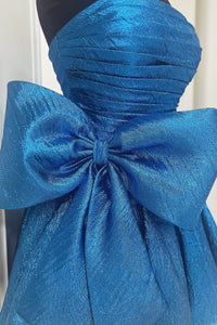 Strapless Blue Ruched A-line Short Homecoming Dress