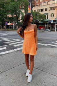 Straps Orange A-line Short Cocktail Dress