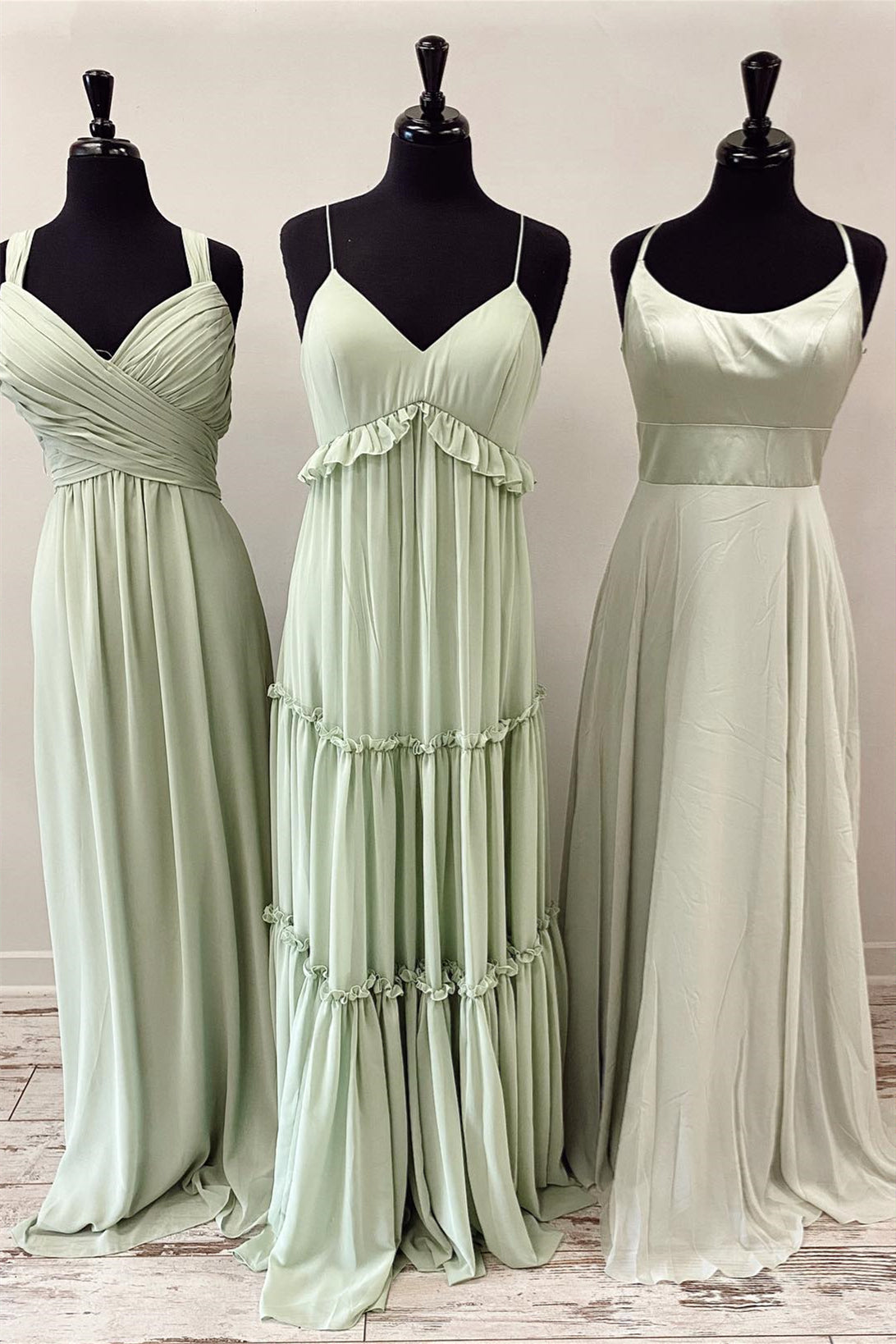 dusty green bridesmaid dresses