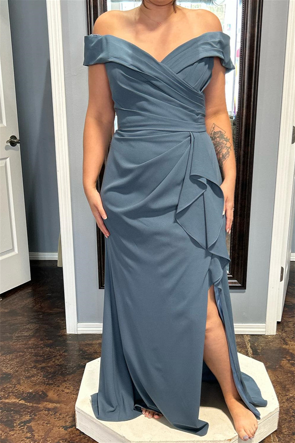 mist bridesmaid dress