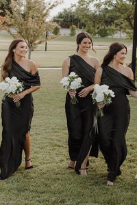 One Shoulder Crepe Blush Fitted Bridesmaid Dress