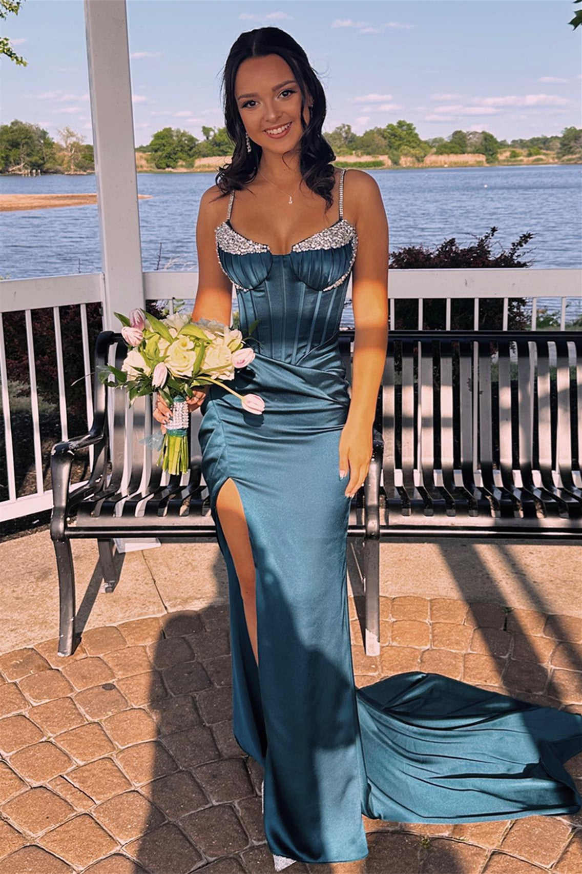 Silk slip 2024 prom dress