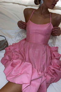 Pink Straps A-line Ruffle Homecoming Dress