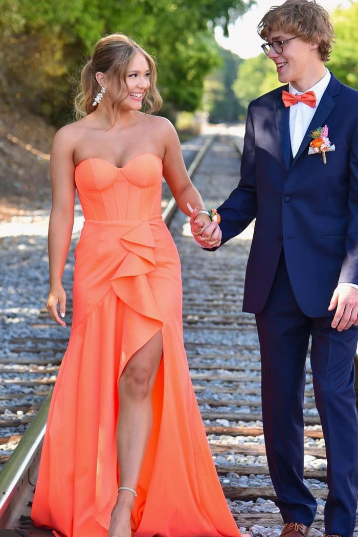 Sweetheart Orange Sheath Long Party Dress