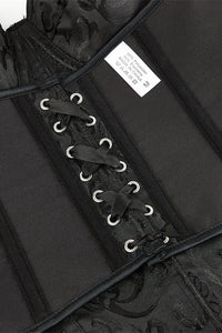 Black Floral Bow Tie Halter Lace-Up Bustier Corset Top