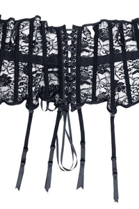 Black Lace Straps Lace-up Bustier Corset Top