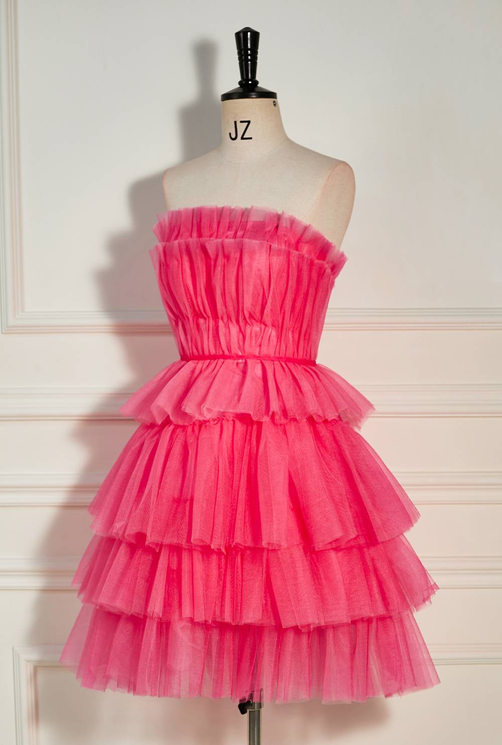 Watermelon Strapless Multi-Layers A-line Tulle Homecoming Dress