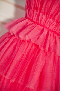 Watermelon Strapless Multi-Layers A-line Tulle Homecoming Dress