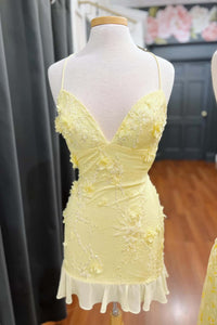 Sky Blue Lace Tight Ruffle Short Dress