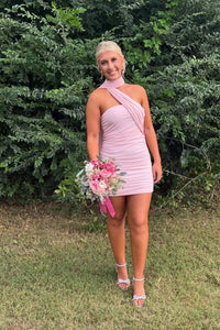 One Shoulder Yellow Tight Short Dress