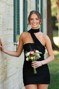 One Shoulder Pink Tight Short Dress