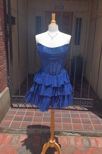 Beaded Yellow Corset A-line Short Ruffle Dress