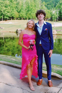 Sweetheart Royal Blue Fitted Frill Dress